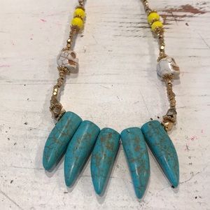 Turquoise Horns and skulls necklace